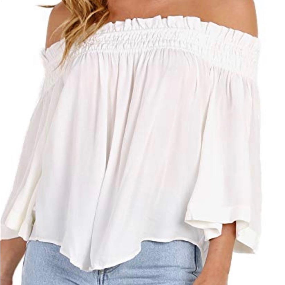 Indah Harper Off the Shoulder Top in Ivory